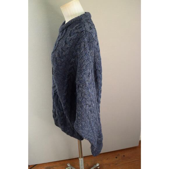 Aran Crafts Sweater Mens Small Blue 100% Wool Cable Knit Aran Fisherman Ireland - Picture 2 of 4